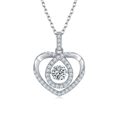 18K Gold Plated Pearl Heart Necklace with 0.5CT D Grade Moissanite in S925 Silver