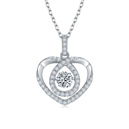 18K Gold Plated Pearl Heart Necklace with 0.5CT D Grade Moissanite in S925 Silver