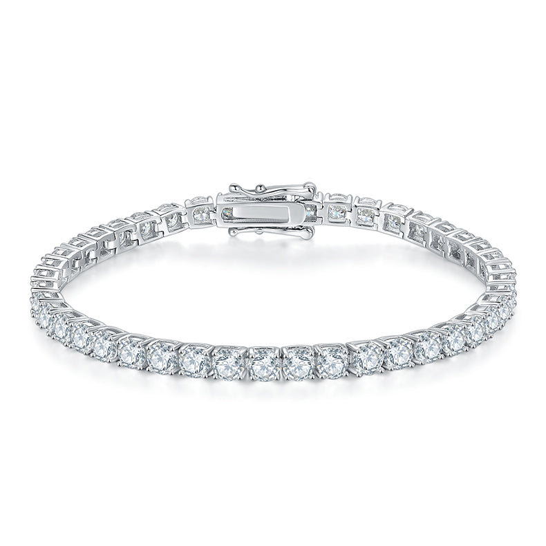 Classic Four-Prong Moissanite Tennis Bracelet in S925 Silver