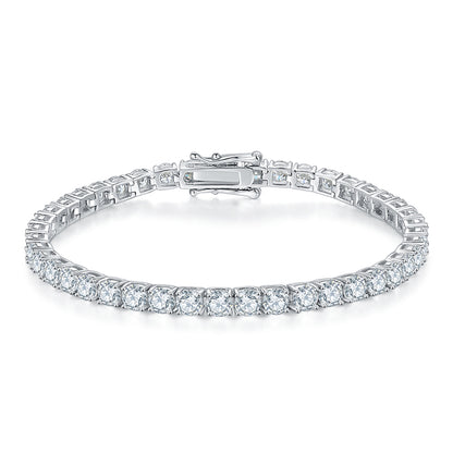 Classic Four-Prong Moissanite Tennis Bracelet in S925 Silver