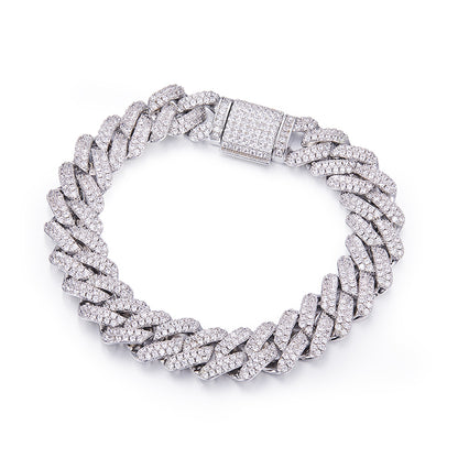 14mm Moissanite Cuban Link Chain – Full Round VVS Moissanite, 925 Sterling Silver