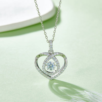 18K Gold Plated Pearl Heart Necklace with 0.5CT D Grade Moissanite in S925 Silver