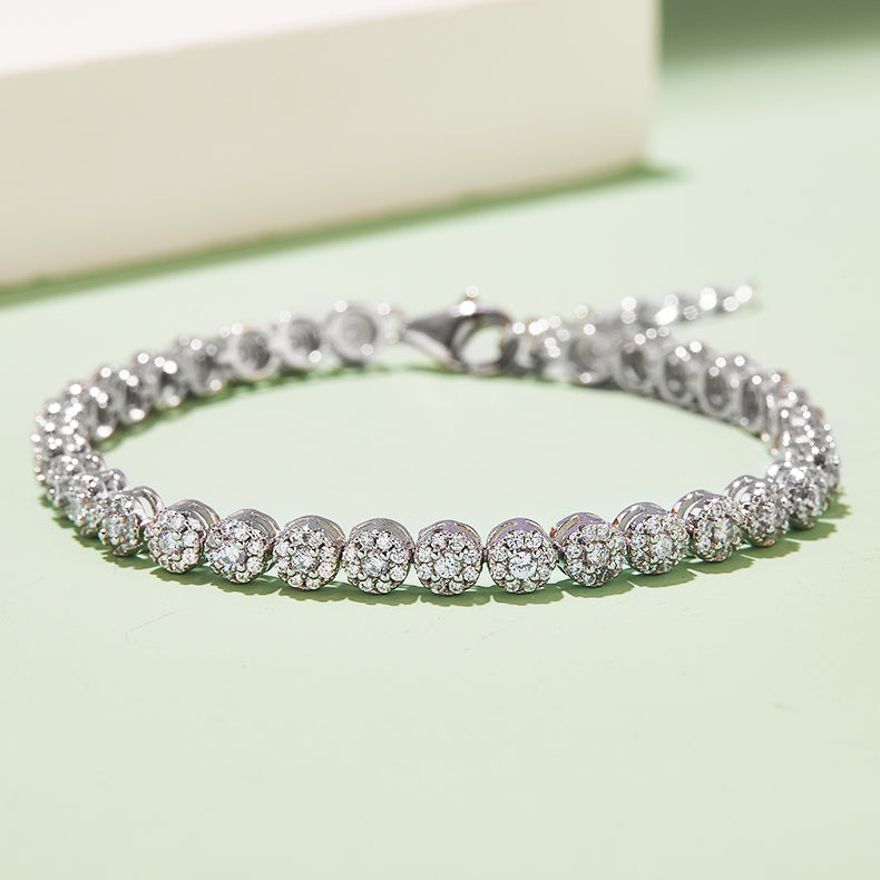 S925 Hip-Hop Tennis Bracelet with VVS Moissanite Diamond and White Gold