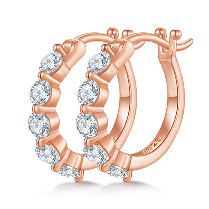 18kt Sterling Silver Elegant Hoop Earrings with Paved Moissanite