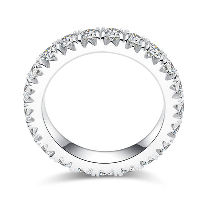 Full Circle Micro-Pavé 3.0mm Moissanite Ring in S925 White Gold