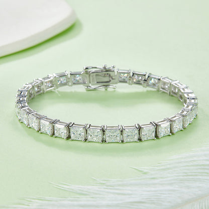 Princess Cut 0.5CT Moissanite Diamond Tennis Chain Bracelet