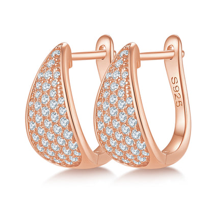 S925 Silver Earrings with 0.57CT Five-Row Moissanite