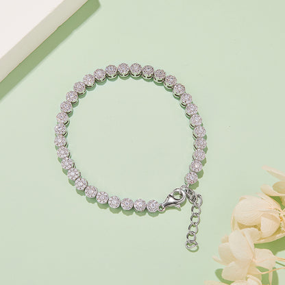 S925 Hip-Hop Tennis Bracelet with VVS Moissanite Diamond and White Gold