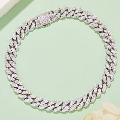 6mm Moissanite Cuban Link Chain – Full Round VVS Moissanite, 925 Sterling Silver