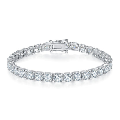 Classic Four-Prong Moissanite Tennis Bracelet in S925 Silver