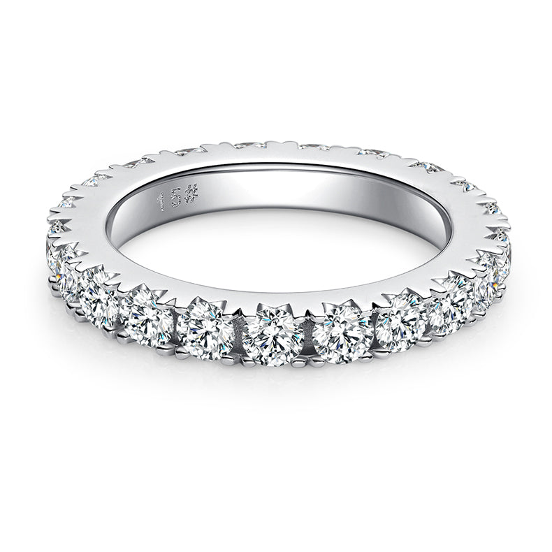 Full Circle Micro-Pavé 3.0mm Moissanite Ring in S925 White Gold