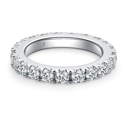 Full Circle Micro-Pavé 3.0mm Moissanite Ring in S925 White Gold