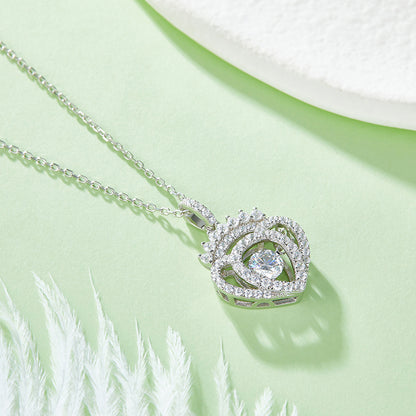 Heart Pendant Necklace, 0.5CT Moissanite D VVS1 in 18K White Gold-Plated Silver