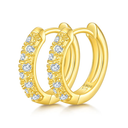 18kt Gold Plated 0.27ct S925 Sterling Silver Half Pave Double-Row Moissanite Hoop Earrings