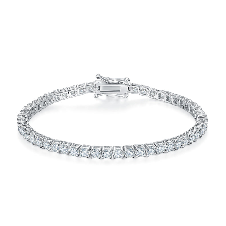Classic Four-Prong Moissanite Tennis Bracelet in S925 Silver