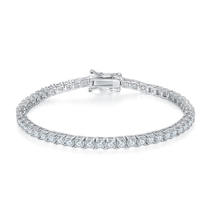 Classic Four-Prong Moissanite Tennis Bracelet in S925 Silver