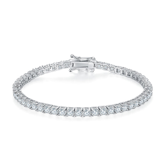 Classic Four-Prong Moissanite Tennis Bracelet in S925 Silver