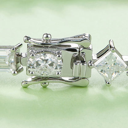 Multi-Shape VVS Moissanite Diamond Tennis Bracelet for Women in 925 Sterling Silver