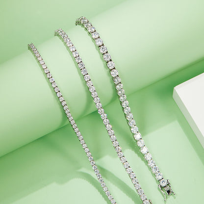 Classic Four-Prong Moissanite Tennis Bracelet in S925 Silver