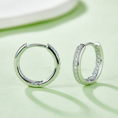 S925 Sterling Silver Hoop Earrings with 0.32CT Moissanite Sparkle
