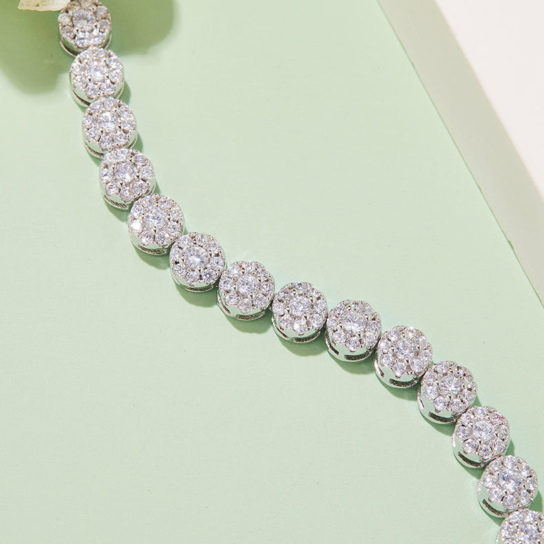S925 Hip-Hop Tennis Bracelet with VVS Moissanite Diamond and White Gold