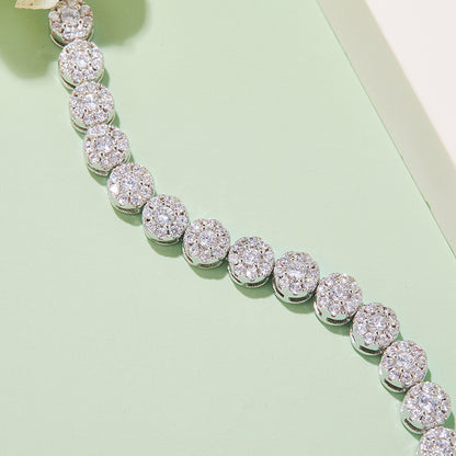 S925 Hip-Hop Tennis Bracelet with VVS Moissanite Diamond and White Gold