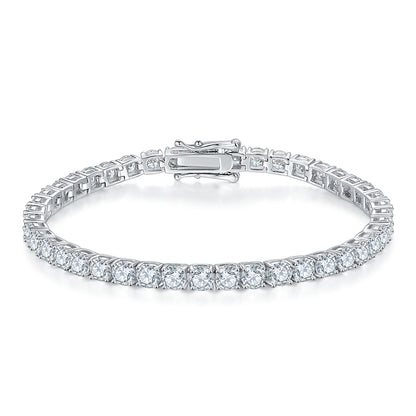 Classic Four-Prong Moissanite Tennis Bracelet in S925 Silver