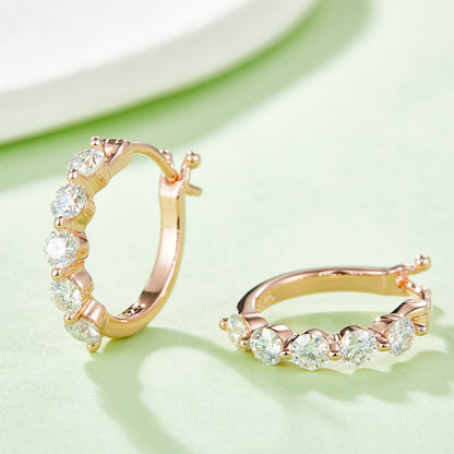 18kt Sterling Silver Elegant Hoop Earrings with Paved Moissanite