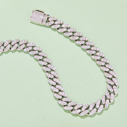 6mm Moissanite Cuban Link Chain – Full Round VVS Moissanite, 925 Sterling Silver