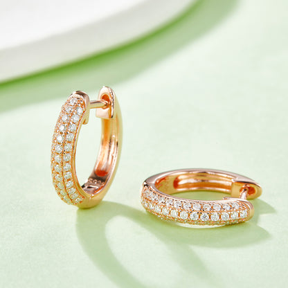 18kt Sterling Silver Half Three-Row Hoop Earrings with 0.37CT Moissanite