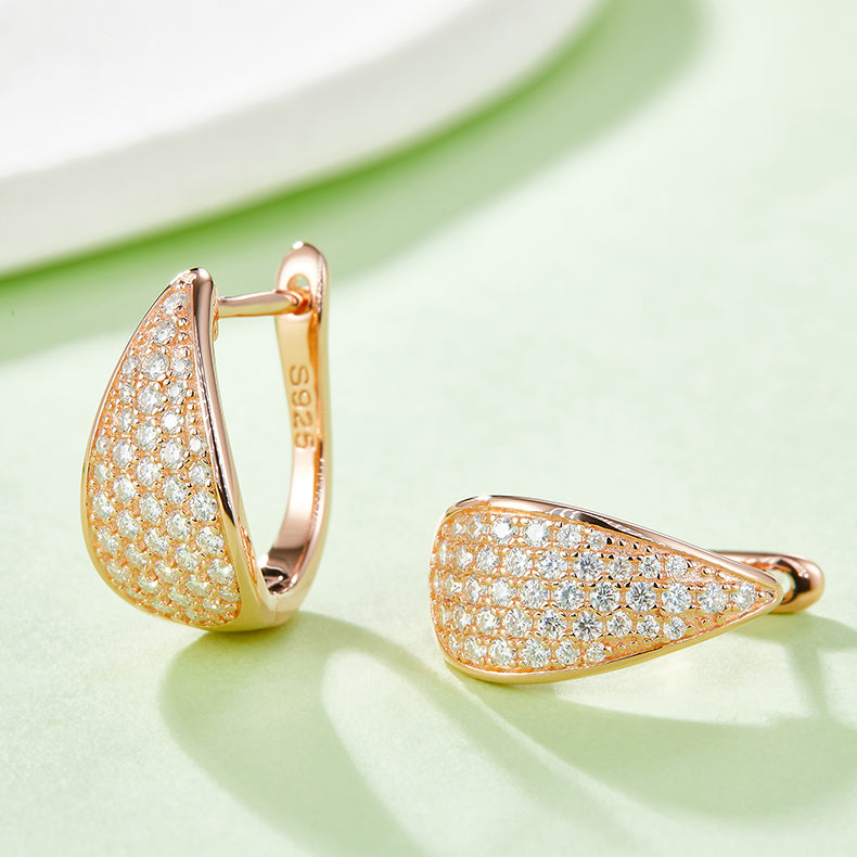 S925 Silver Earrings with 0.57CT Five-Row Moissanite