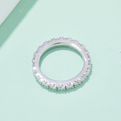 Full Circle Micro-Pavé 3.0mm Moissanite Ring in S925 White Gold
