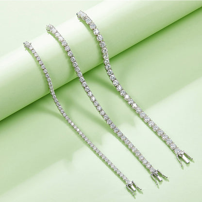 Classic Bull Tennis Bracelet in S925 Silver, 18K White Gold Plated with D-Class Moissanite