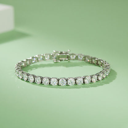 Classic Four-Prong Moissanite Tennis Bracelet in S925 Silver