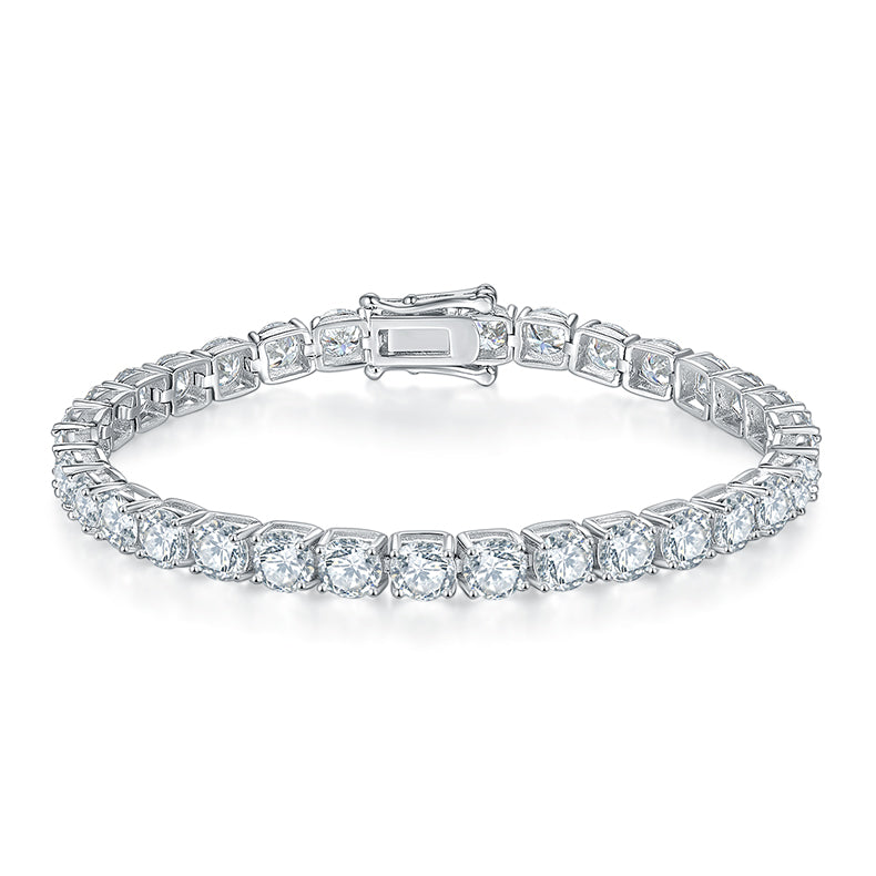 Classic Four-Prong Moissanite Tennis Bracelet in S925 Silver