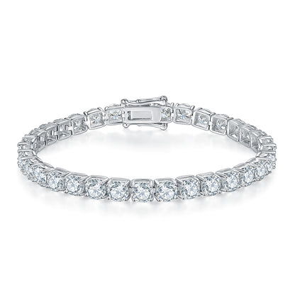 Classic Four-Prong Moissanite Tennis Bracelet in S925 Silver