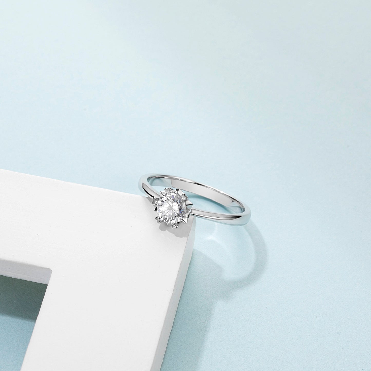 925 Sterling Silver 0.5CT D Moissanite Wedding Ring