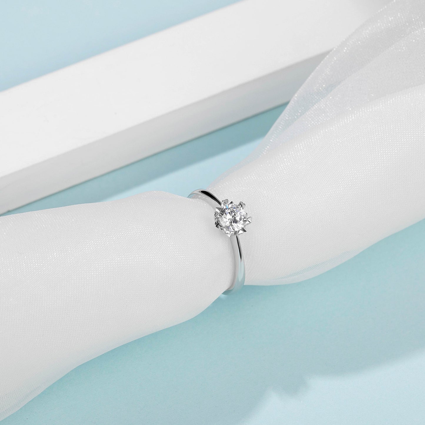 925 Sterling Silver 0.5CT D Moissanite Wedding Ring
