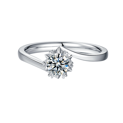 925 Sterling Silver 0.5CT D Moissanite Wedding Ring