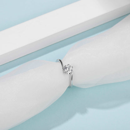 925 Sterling Silver 0.5CT D Moissanite Wedding Ring