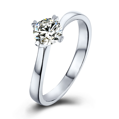 Twisted 4-Claw D VVS1 0.5CT Moissanite Sterling Silver Women's Ring