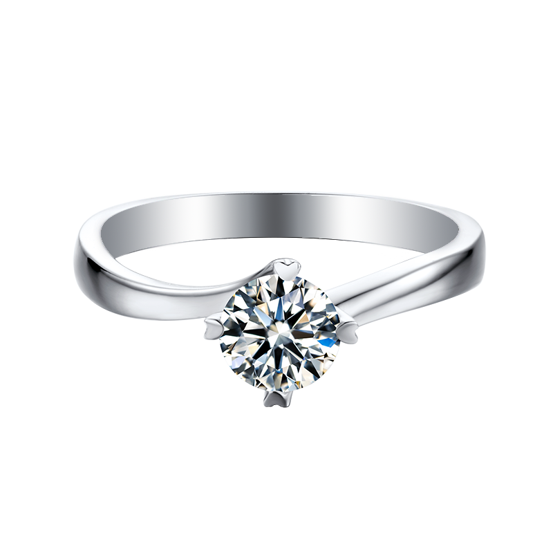 Twisted 4-Claw D VVS1 0.5CT Moissanite Sterling Silver Women's Ring