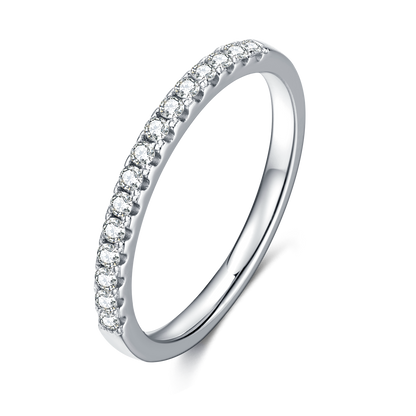 Classic Pave S925 Silver Moissanite Ring 1.5mm