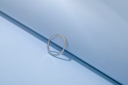 Classic Pave S925 Silver Moissanite Ring 1.5mm