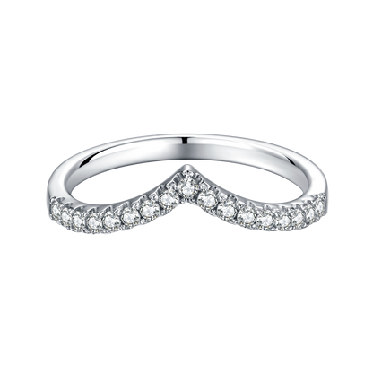 Moissanite 925 Sterling Silver Round V-Ring Bridal Band