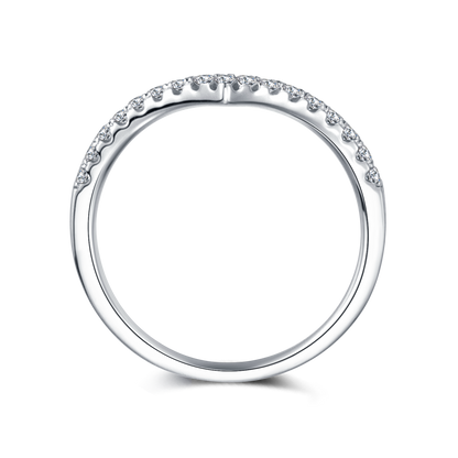Moissanite 925 Sterling Silver Round V-Ring Bridal Band