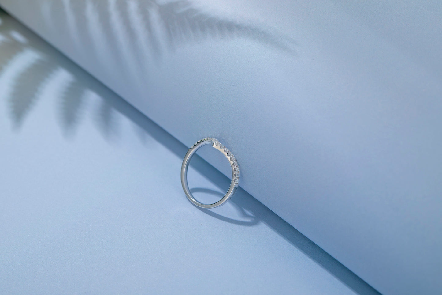 Moissanite 925 Sterling Silver Round V-Ring Bridal Band