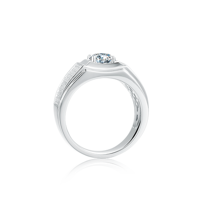 1-Carat D Color Moissanite Men's Ring in 925 Silver