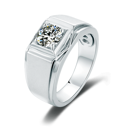 925 Silver Round Moissanite 6.5mm Crown XI Style Men's Ring
