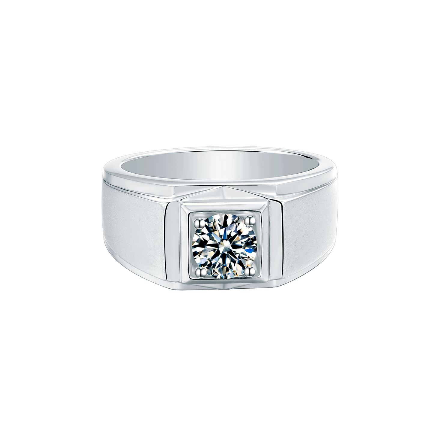 925 Silver Round Moissanite 6.5mm Crown XI Style Men's Ring